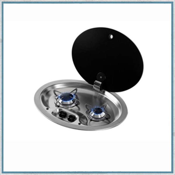 2 Burner Gas Hob-can Hoodiny Oval 2 Burner Gas Hob With Glass Lid 