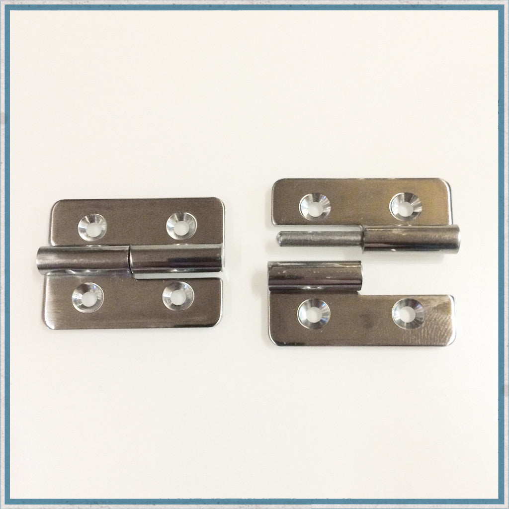 Lift-Off Polished Stainless Steel Hinge/Bracket - Pair-Camper Interiors