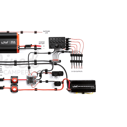 12V DC-DC & 240V Mains Hook Up & Mini Off Grid 1000W Inverter Complete Camper Van Kit