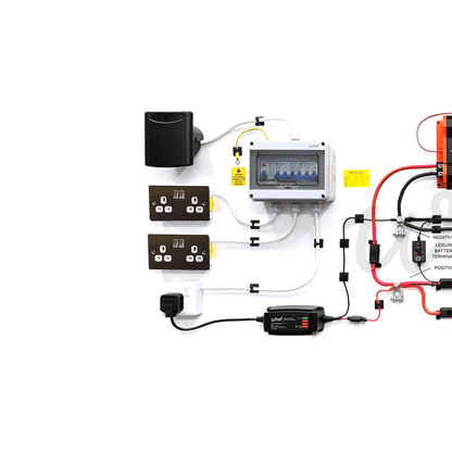 12V DC-DC & 240V Mains Hook Up & Mini Off Grid 1000W Inverter Complete Camper Van Kit