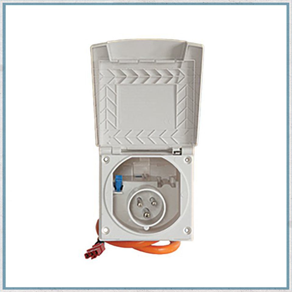 Prewired white mains flush inlet-Camper Interiors