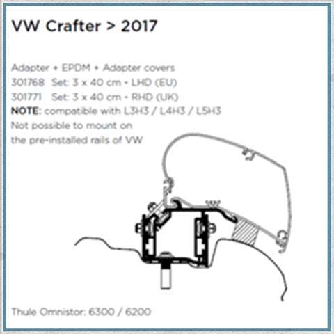 Exterior Parts Product Type - Thule VW Crafter >2017 Awning Bracket