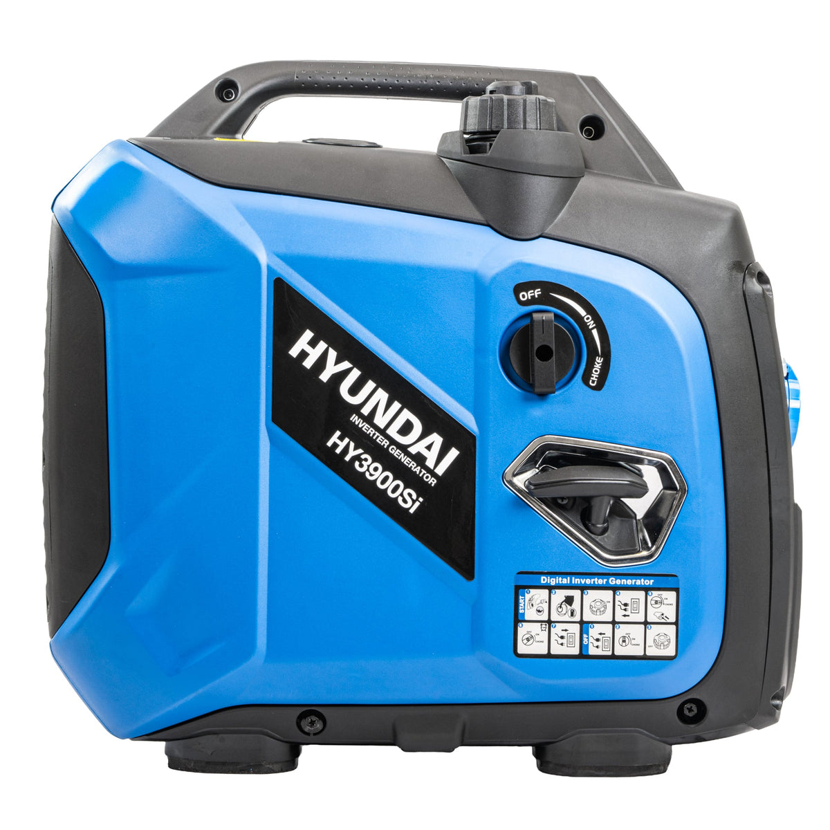 Hyundai 3.3kW / 3300W Inverter Generator, Recoil Start, Pure Sine Wave | HY3900Si side view