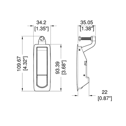 Black Camper Van, Motorhome Lever Latch with Pop-up Lever Mechanism