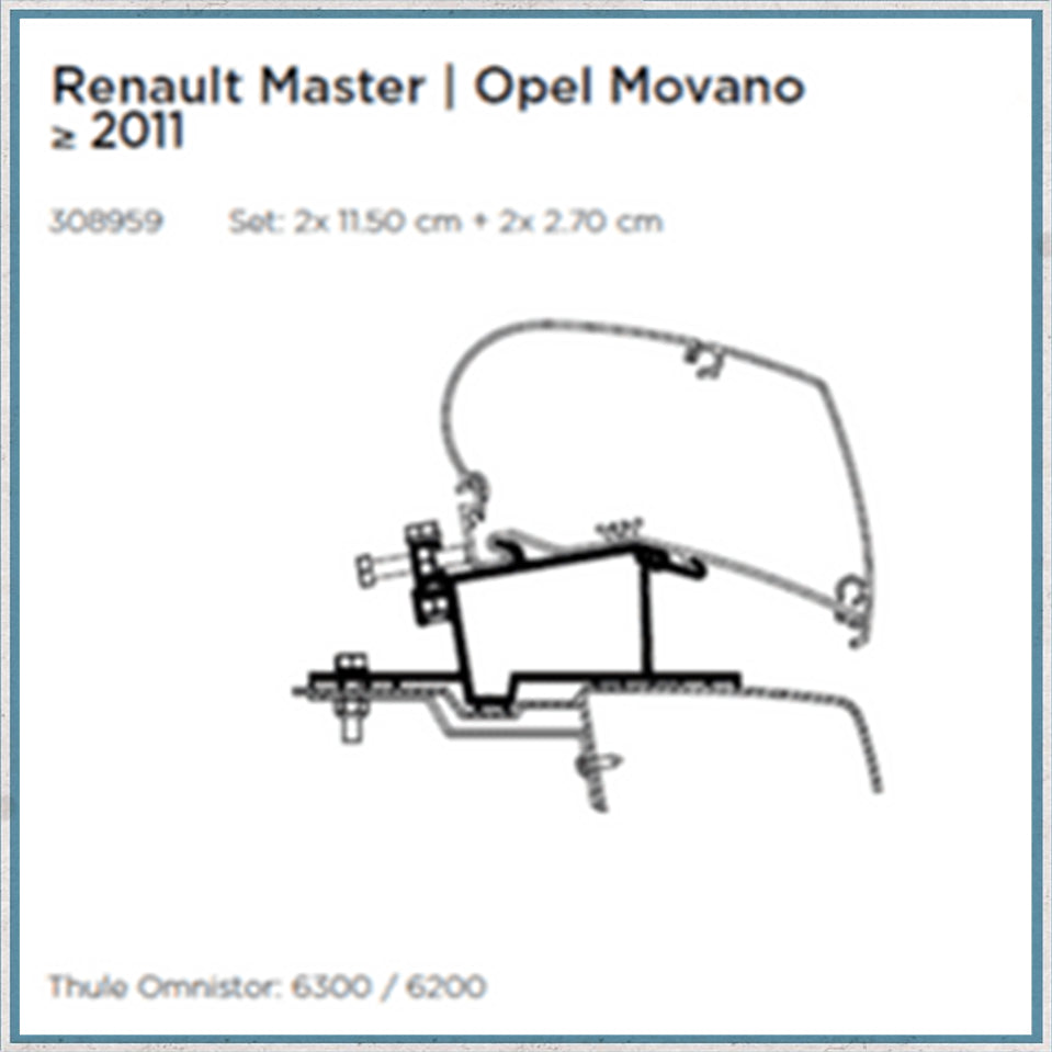 Thule Renault Master >2011 and Movano 2011-2021 Awning Bracket-Camper Interiors