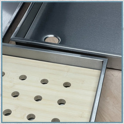 Bespoke Stainless Steel Shower Tray With Optional Hand-Cut Bamboo Duck Boards-Camper Interiors