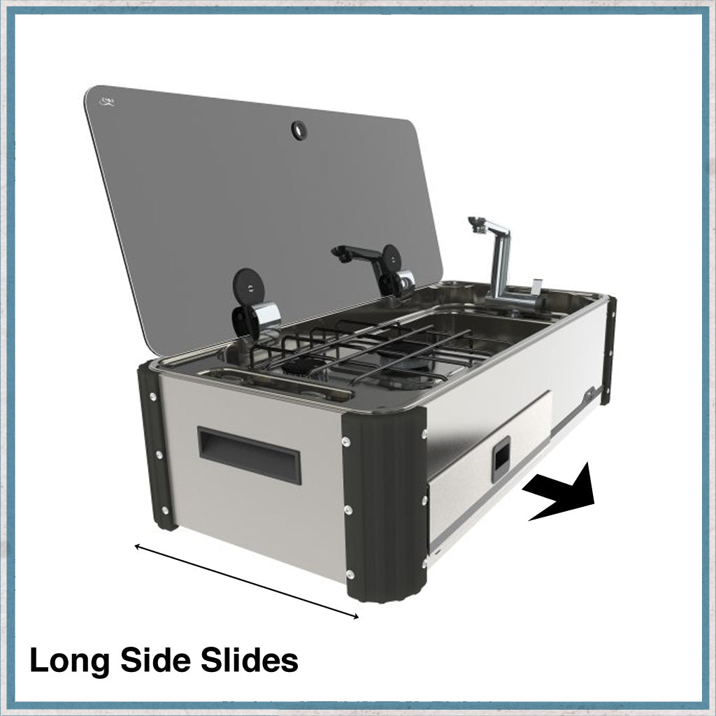 CAN SL1400-LL Two Burner Hob & Sink Combination Slide-out unit-Camper Interiors