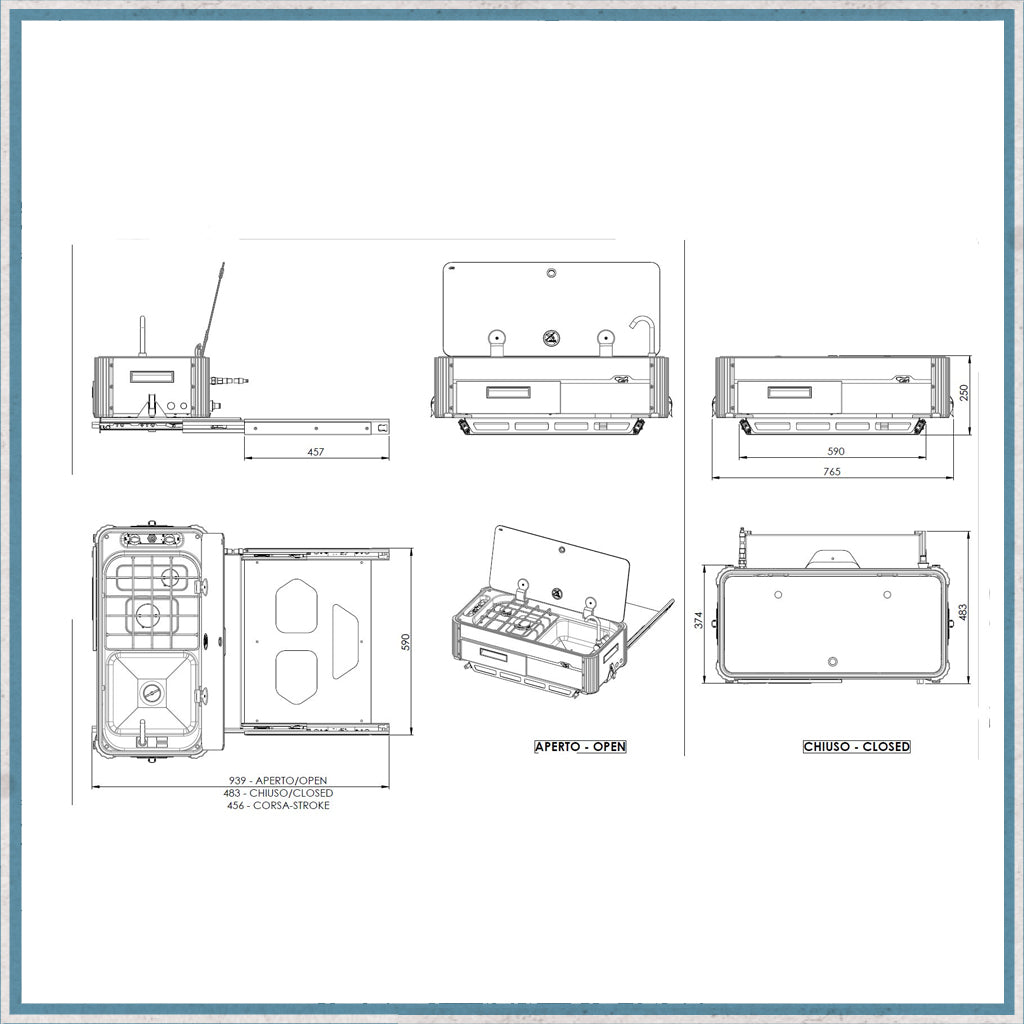 CAN SL1400-LL Two Burner Hob & Sink Combination Slide-out unit-Camper Interiors