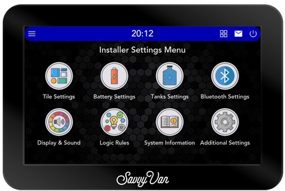 SavvyVan3 Settings Menu