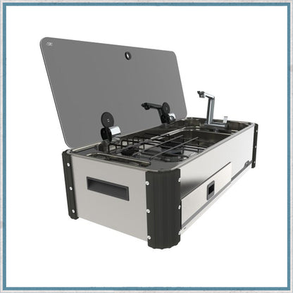 CAN SL1400-LL Two Burner Hob & Sink Combination Slide-out unit-Camper Interiors