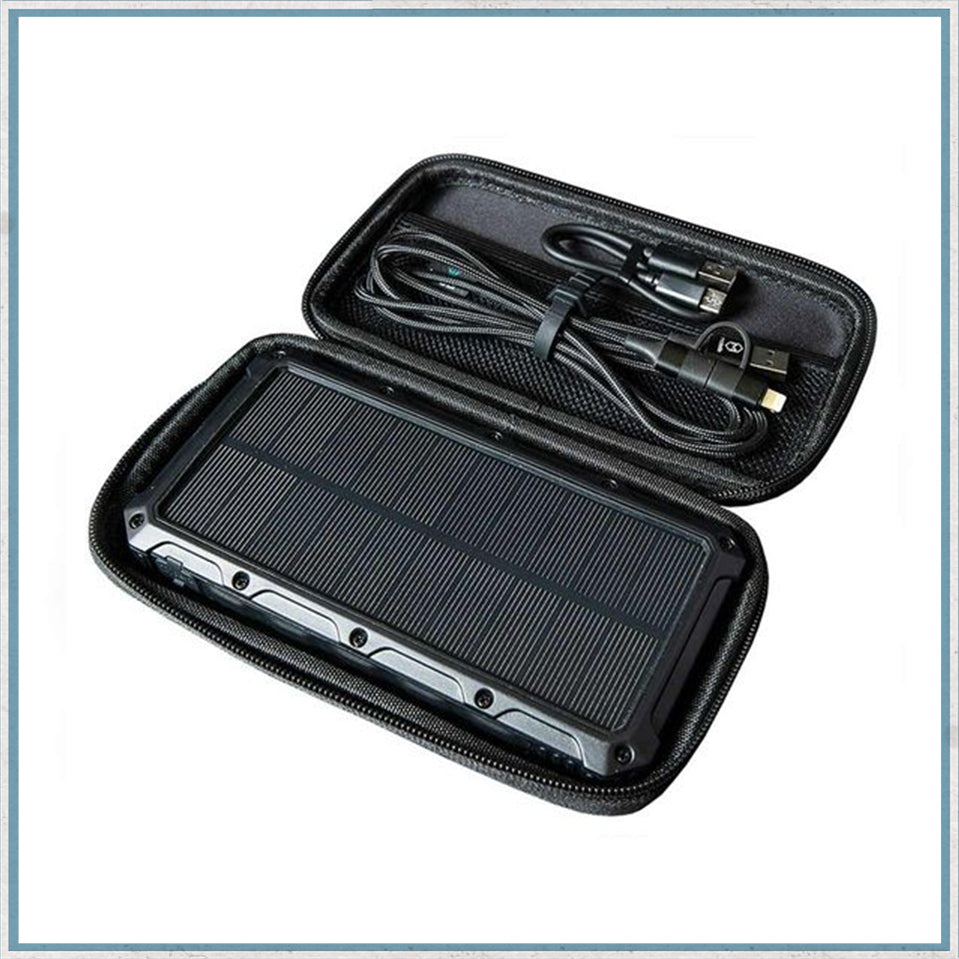 Wolf Outdoors SPB-16 Solar power Bank with Case and 3in1 Lead-Camper Interiors