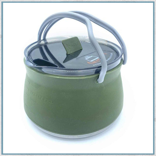 Wolf Outdoors EzyStow Collapsible Kettle 1L Olive Green-Camper Interiors