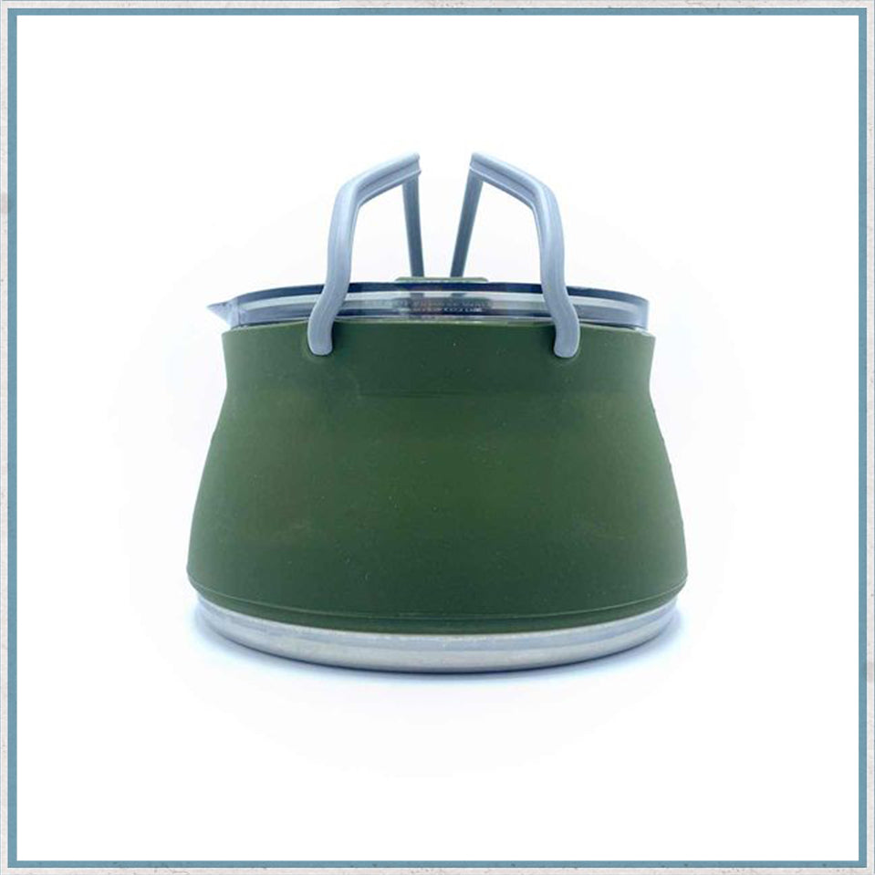 Wolf Outdoors EzyStow Collapsible Kettle 1L Olive Green-Camper Interiors