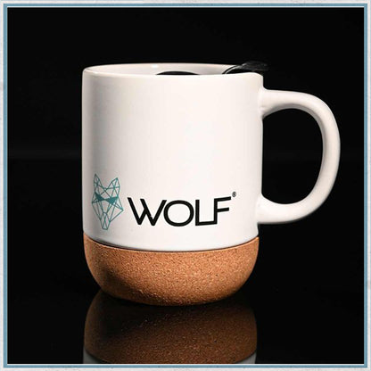 Wolf Outdoors Ceramic Mug with Lid and Cork Base White-Camper Interiors