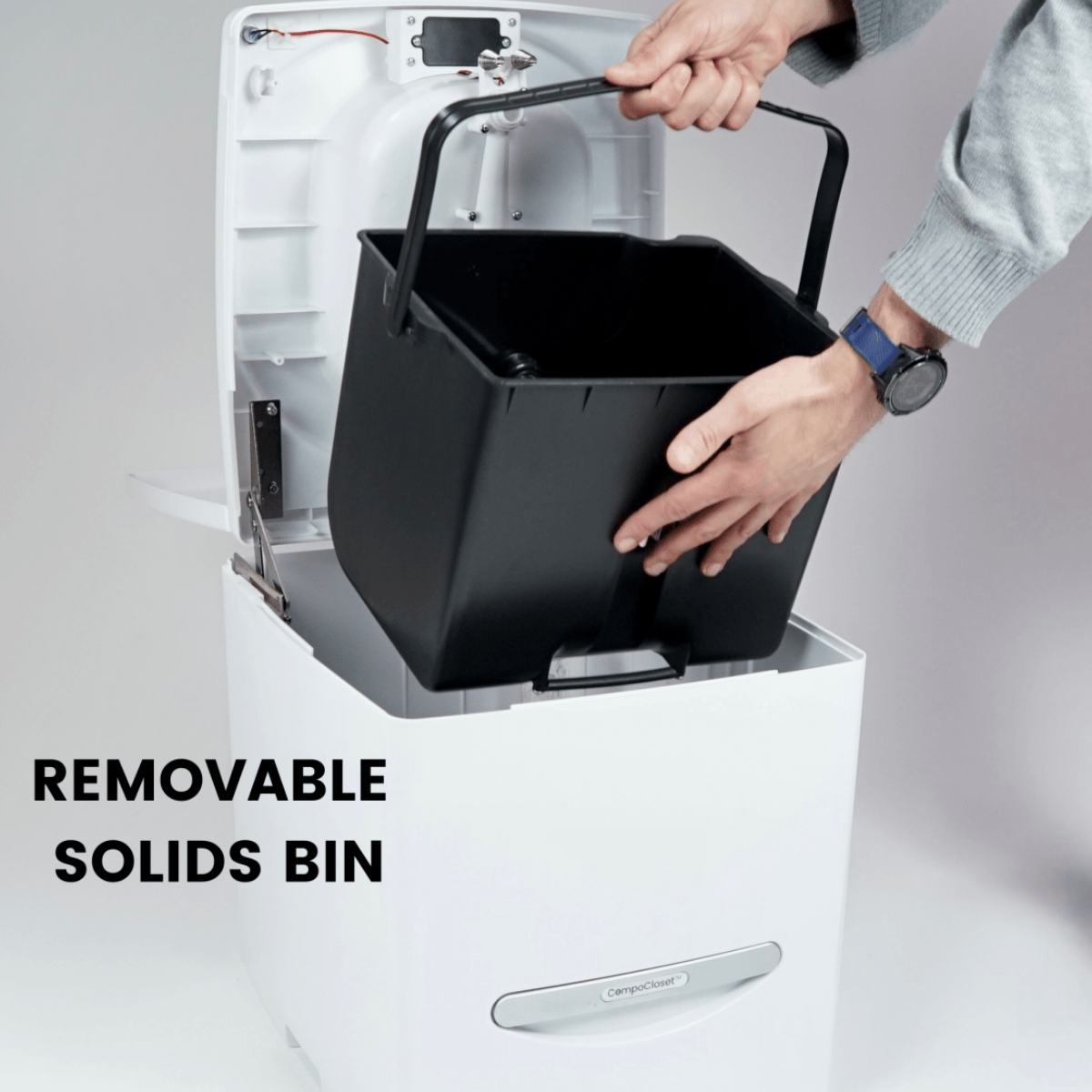 compocloset removable soilds bin cuddy composting toilet