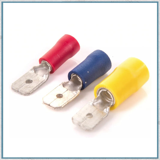 Insulated Male Spade Terminals Red / Blue / Yellow-Camper Interiors