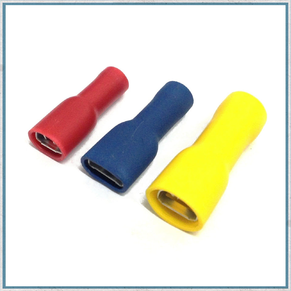 Insulated Female Spade Terminals Red / Blue / Yellow-Camper Interiors