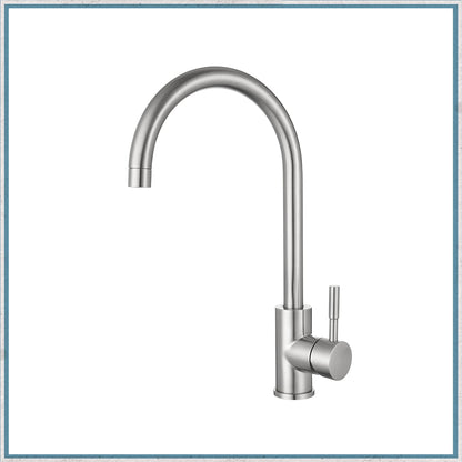 Swan neck Mixer Tap - brushed chrome finish-Camper Interiors