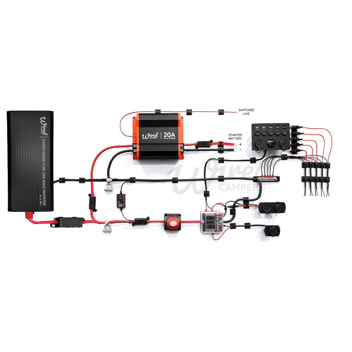 Wired Campers 12V DC Charging & Distribution 2000W Inverter Camper Van Kit