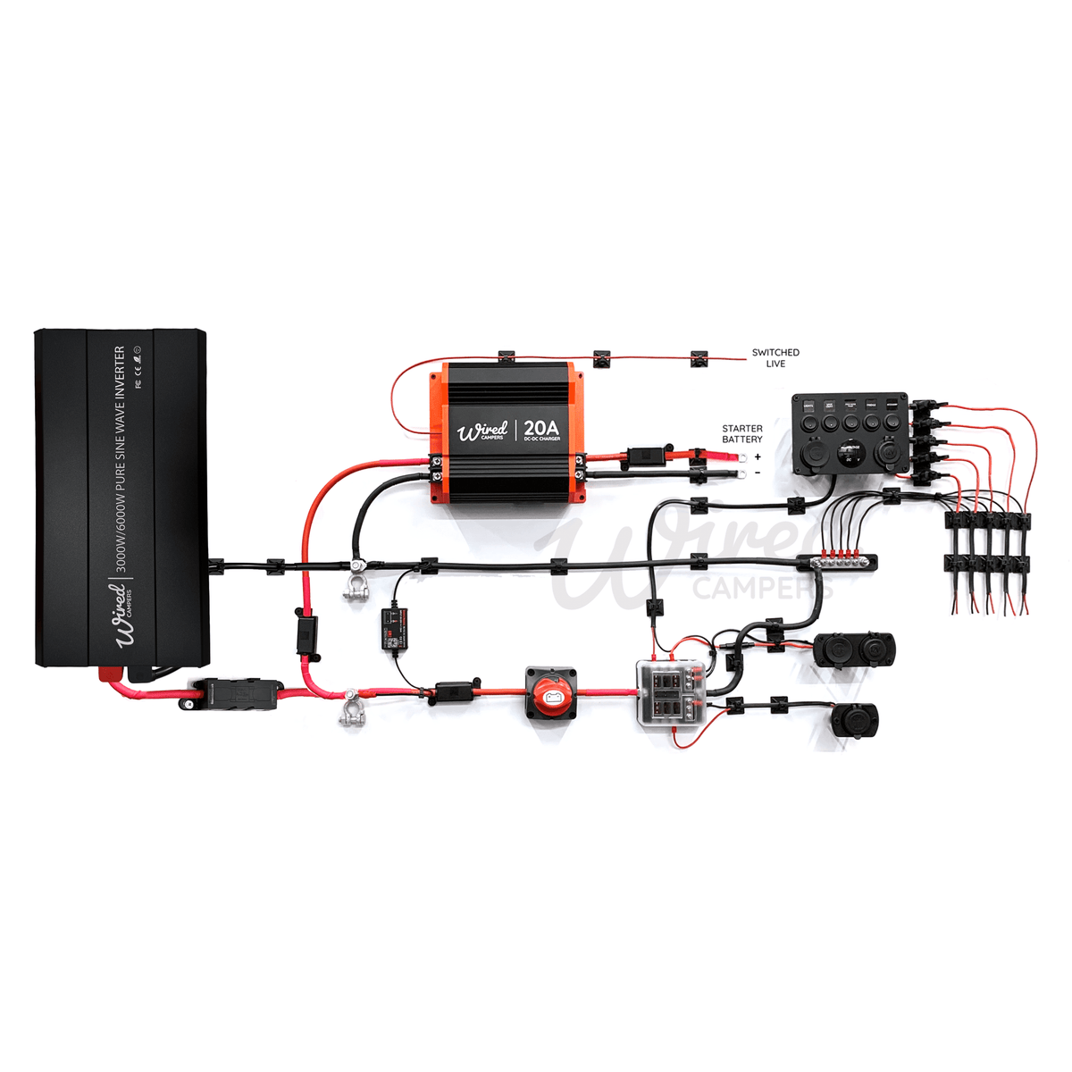 Wired Campers 12V DC Charging & Distribution 3000W Inverter Camper Van Kit