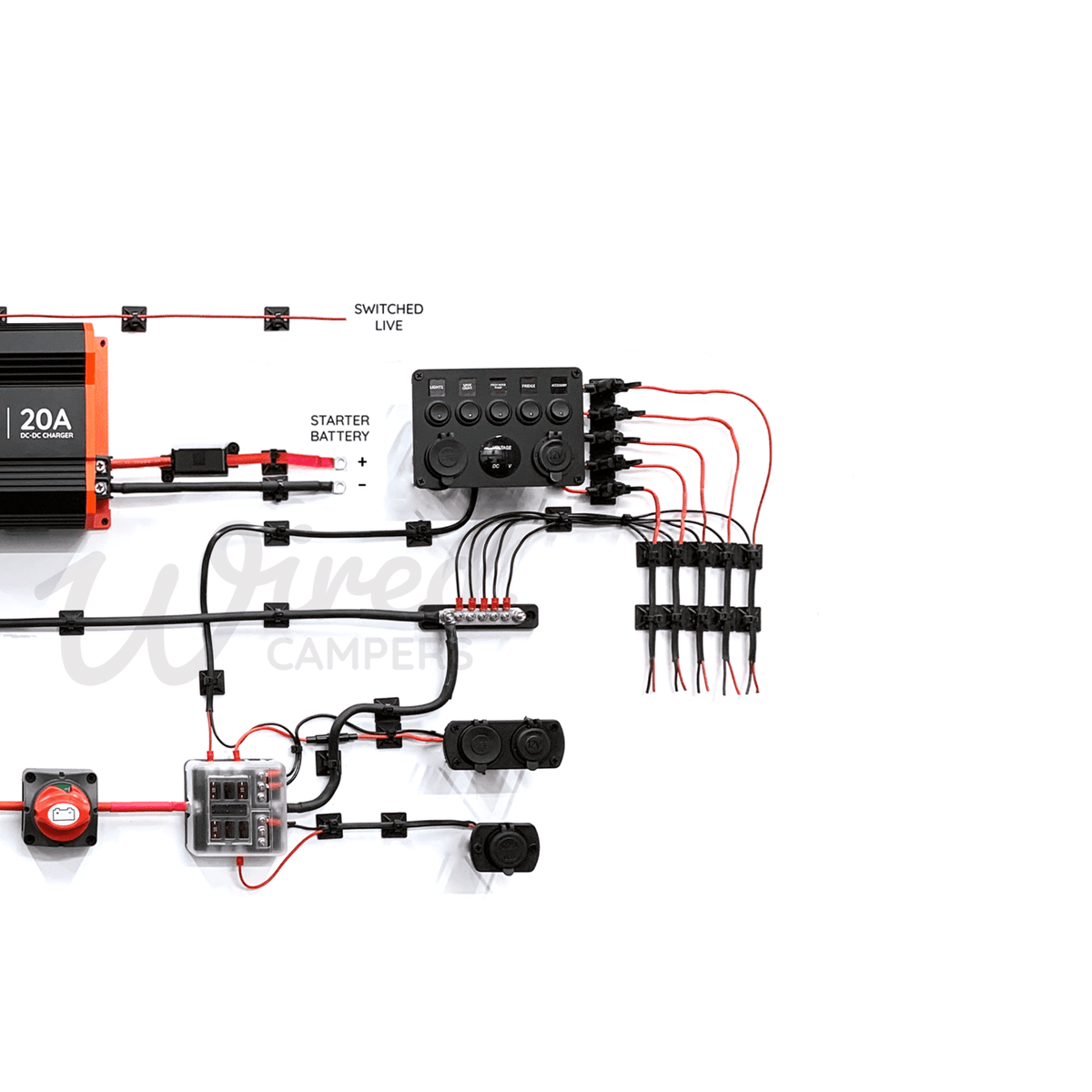 Wired Campers 12V DC Charging & Distribution 3000W Inverter Camper Van Kit