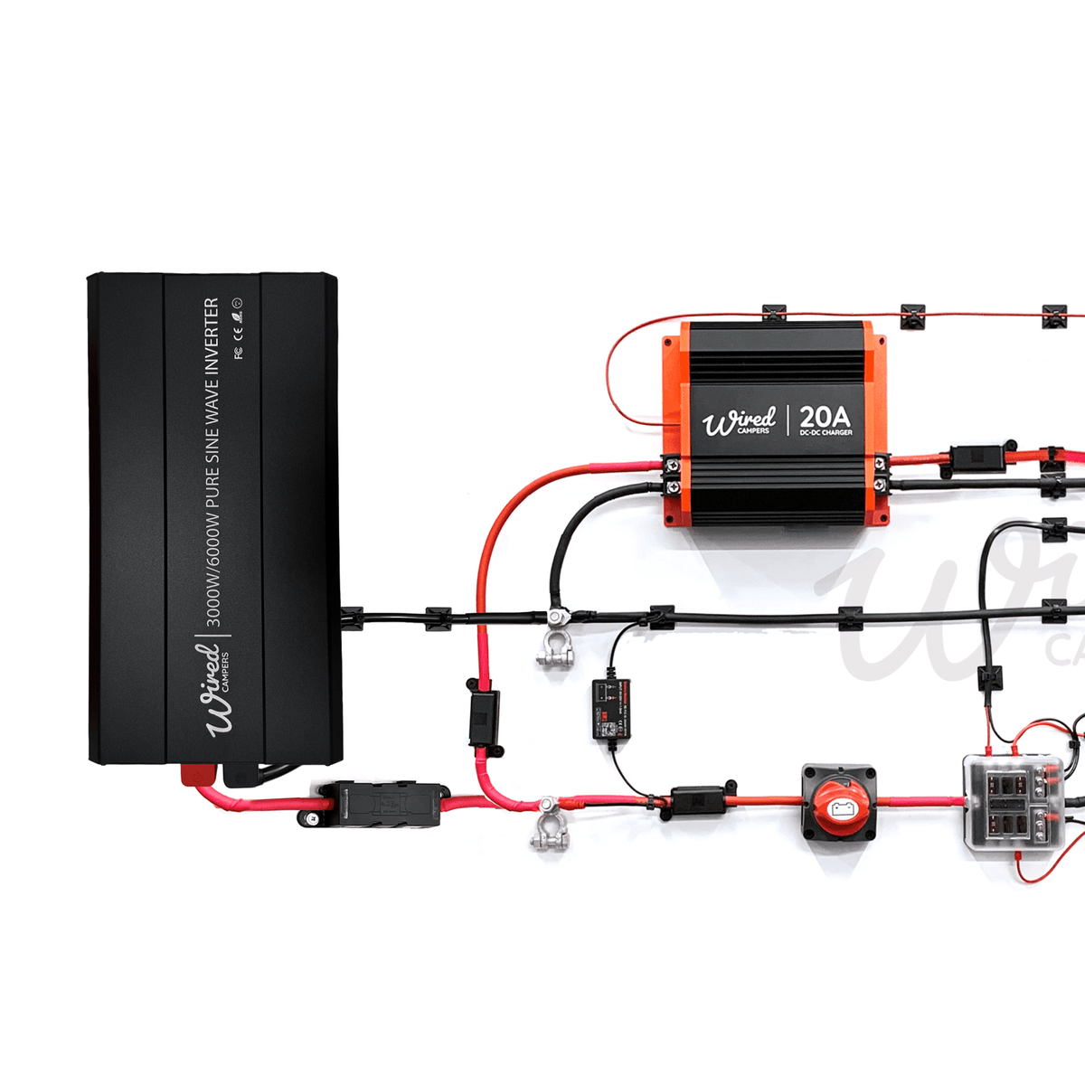 Wired Campers 12V DC Charging & Distribution 3000W Inverter Camper Van Kit