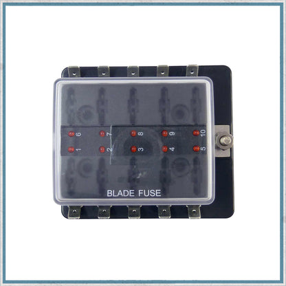 MASO 10 Way Blade Zekeringkast Houder, 10 weg ATC/ATO blade zekeringhouder doos, blade zekering houder doos met 5A/1-A/15A/20A zekeringen MASO 10 Way Blade Zekeringkast Houder, 10 weg ATC/ATO blade zekeringhouder doos, blade zekering houder doos met 5A/1-A/15A/20A zekeringen