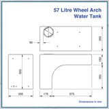 Campervan 57 Litre Wheel Arch Water Tank Dimensions