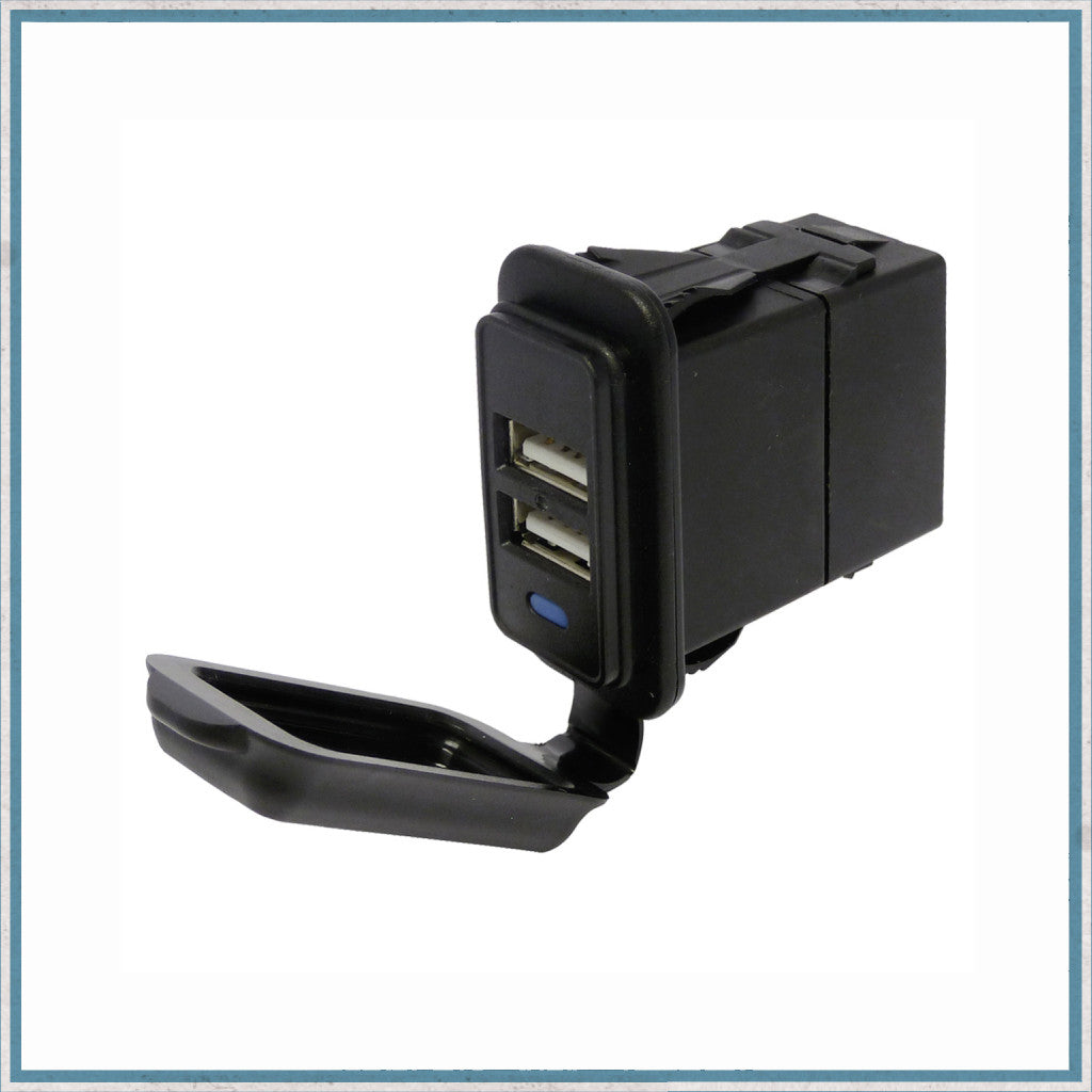 5A Rectangular Waterproof Dual Port USB Socket 12V / 24V