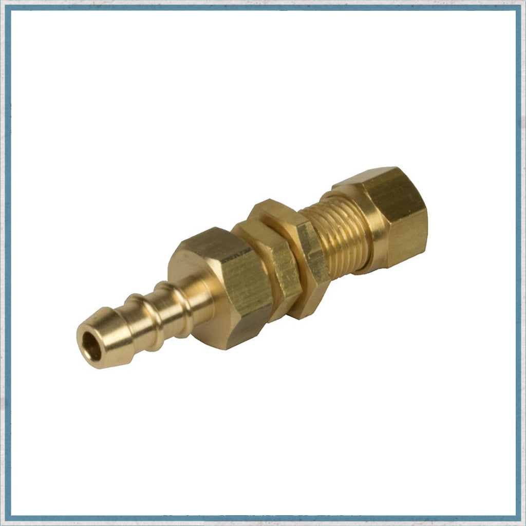8mm Brass Bulkhead Nozzle for Flexible Gas Pipe for Camper Van, Motorhome & Caravan