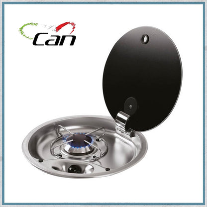 Can FC1345 Single Burner Gas Hob with Glass Lid-Camper Interiors