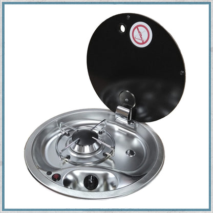 Can FC1345 Single Burner Gas Hob with Glass Lid-Camper Interiors