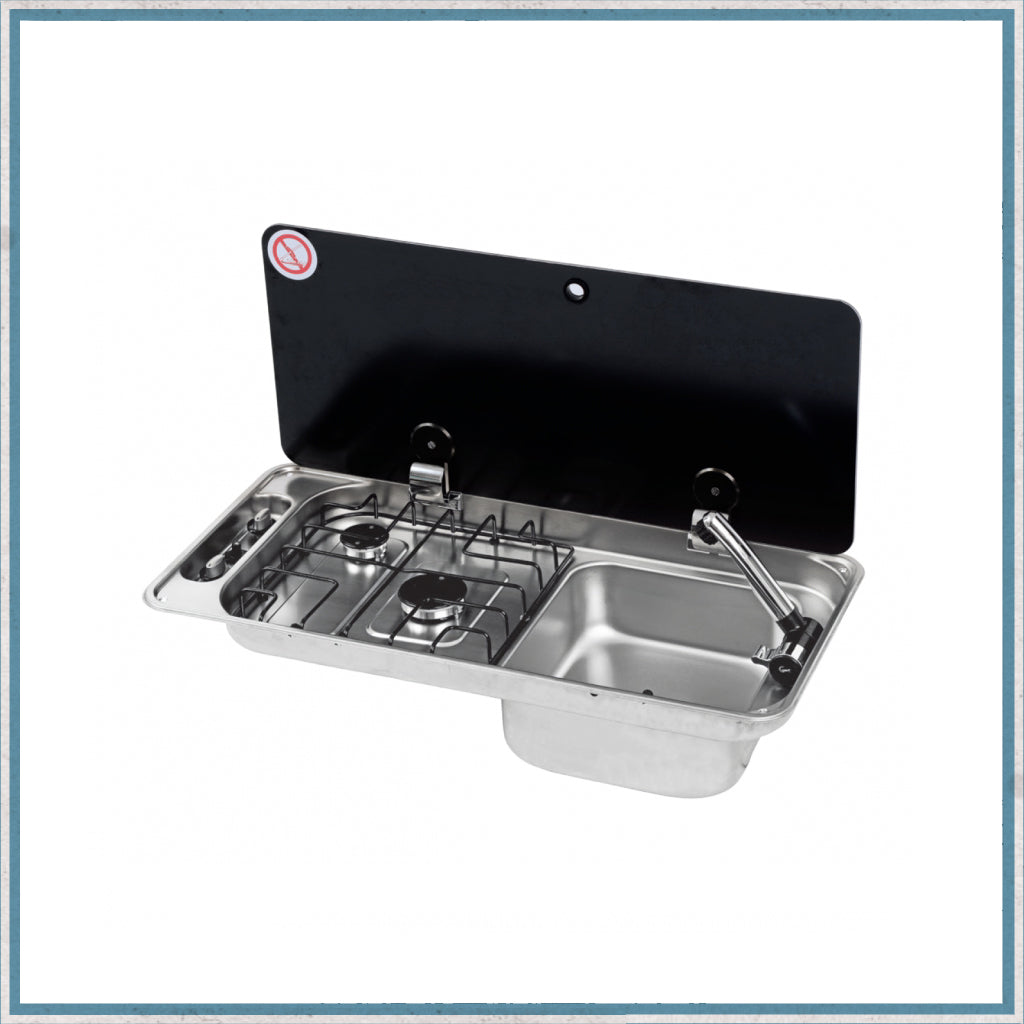 CAN FL1400 Twin Burner Hob/Right Hand Sink Combination Unit-Camper Interiors