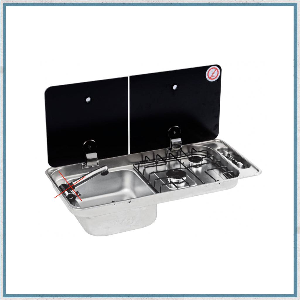 CAN FL1402 Twin Burner Hob - Left Hand Sink Combination Unit-Camper Interiors