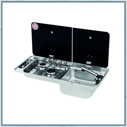 CAN FL1401 Twin Burner Hob - Right Hand Sink Combination Unit-Camper Interiors