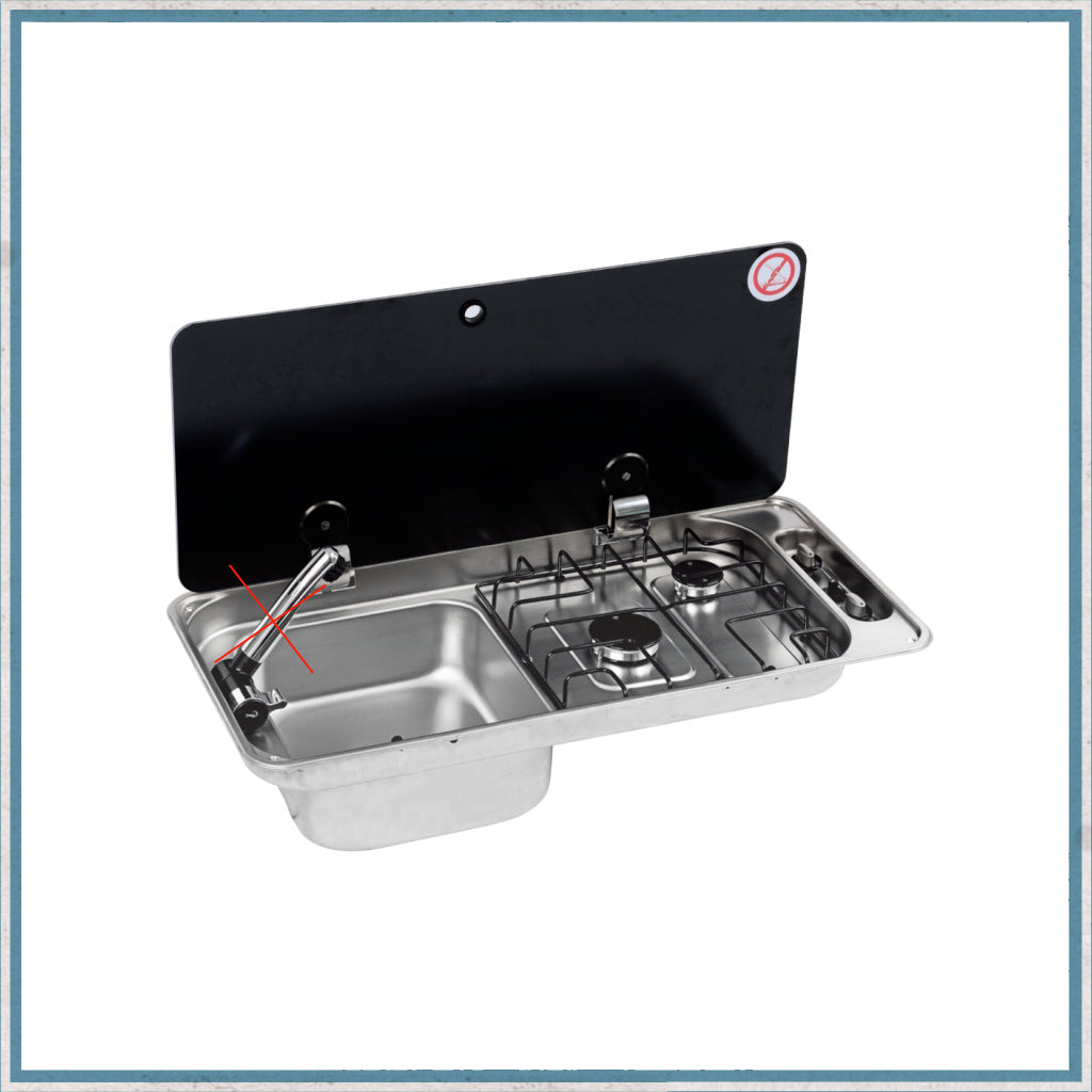 CAN FL1410 Twin Burner Hob - Left Hand Sink Combination Unit-Camper Interiors