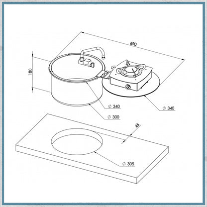 Can LC1701 Foldy Round Sink With Flip Over Hob-Camper Interiors