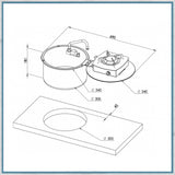 Can LC1701 Foldy Round Flip over Flap Hob dimensions