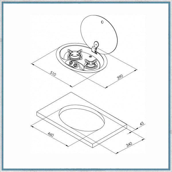Can Hoodiny Oval 2 Burner Gas Hob with Glass Lid – Camper Interiors