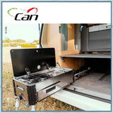 CAN SL1400 Two Burner Hob & Sink Combination Slide-out unit shown in VW T5 California
