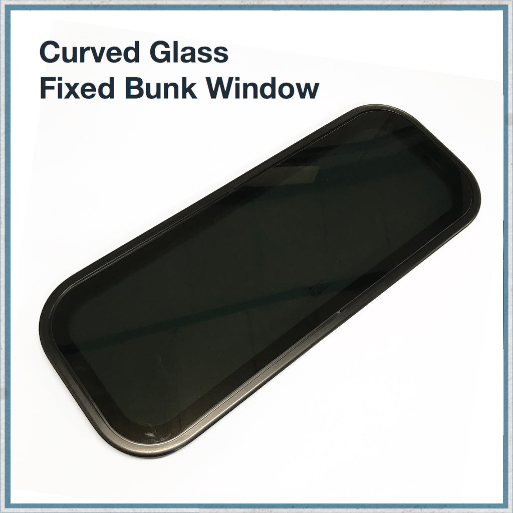 Curved Glass & Aluminium Framed Fixed Bunk Window-Camper Interiors