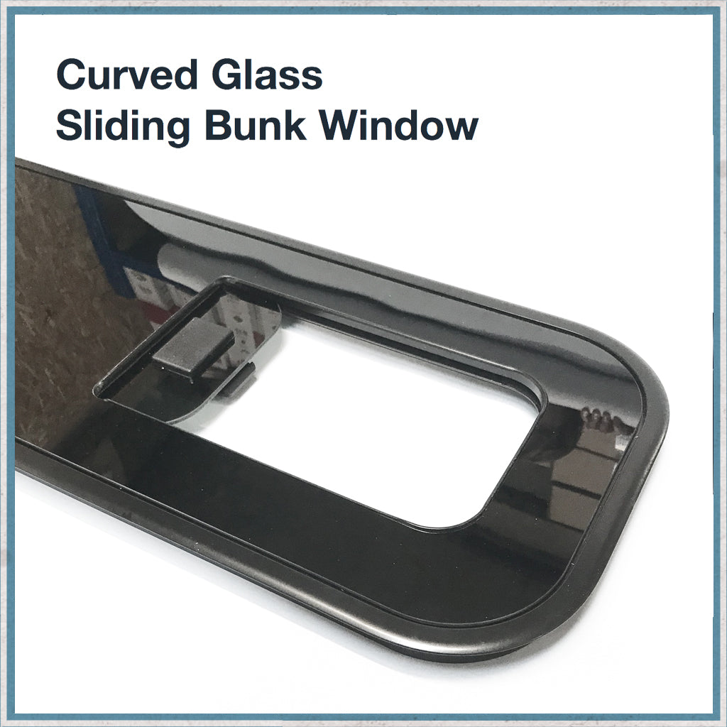 Curved Glass & Aluminium Framed Sliding Bunk Window-Camper Interiors