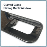 Curved glass sliding bunk window open