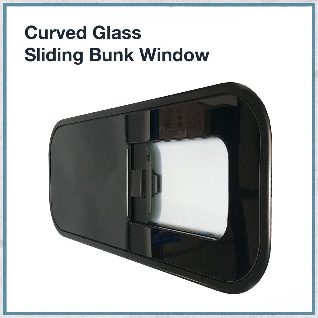 Curved Glass & Aluminium Framed Sliding Bunk Window-Camper Interiors