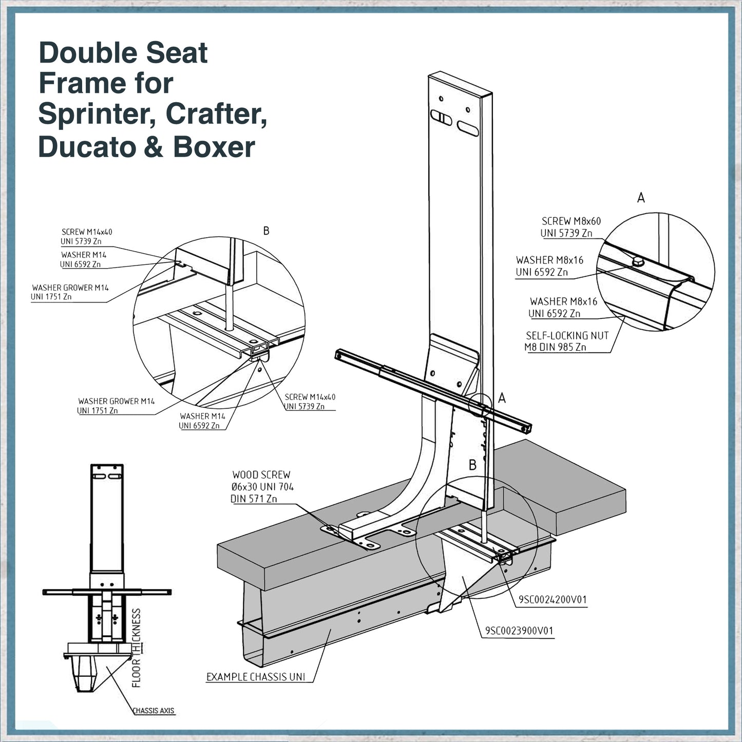 Double Seat Frame for Sprinter Crafter Ducato & Boxer-Camper Interiors