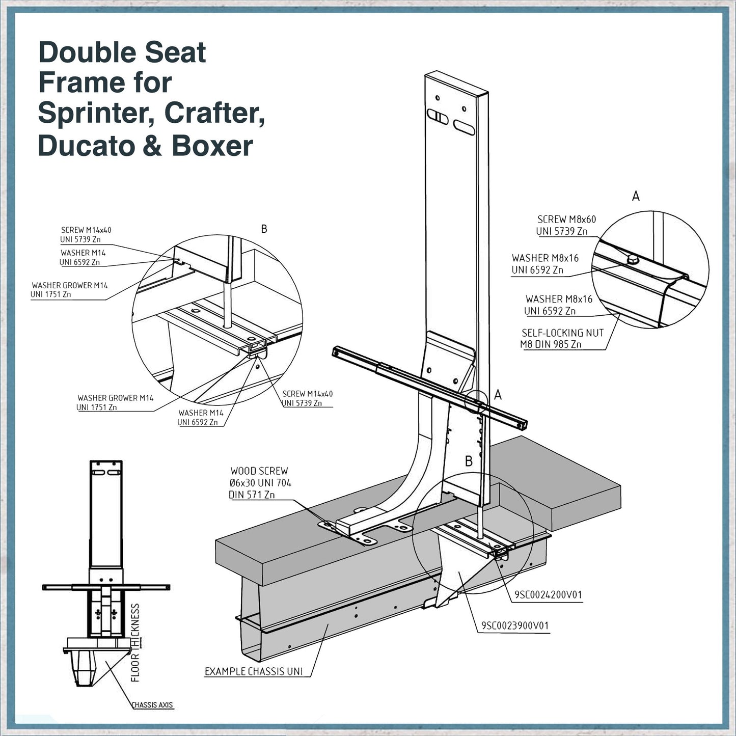 Headrests For Double Seat Frame for Sprinter Crafter Ducato & Boxer-Camper Interiors