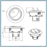 Directional Round Air Vent - Flanged, dimensions