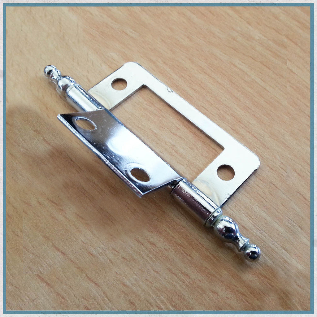 Flush hinge, chrome plated, 50mm with finnels-Camper Interiors