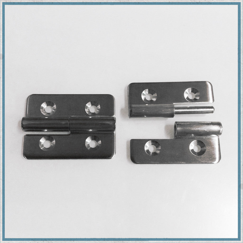 Lift-Off Polished Stainless Steel Hinge/Bracket - Pair-Camper Interiors