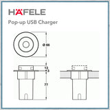 Hafele Pop-up USB charger dimensions